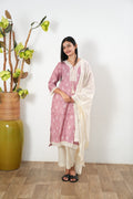 Mauve linen cotton suit set