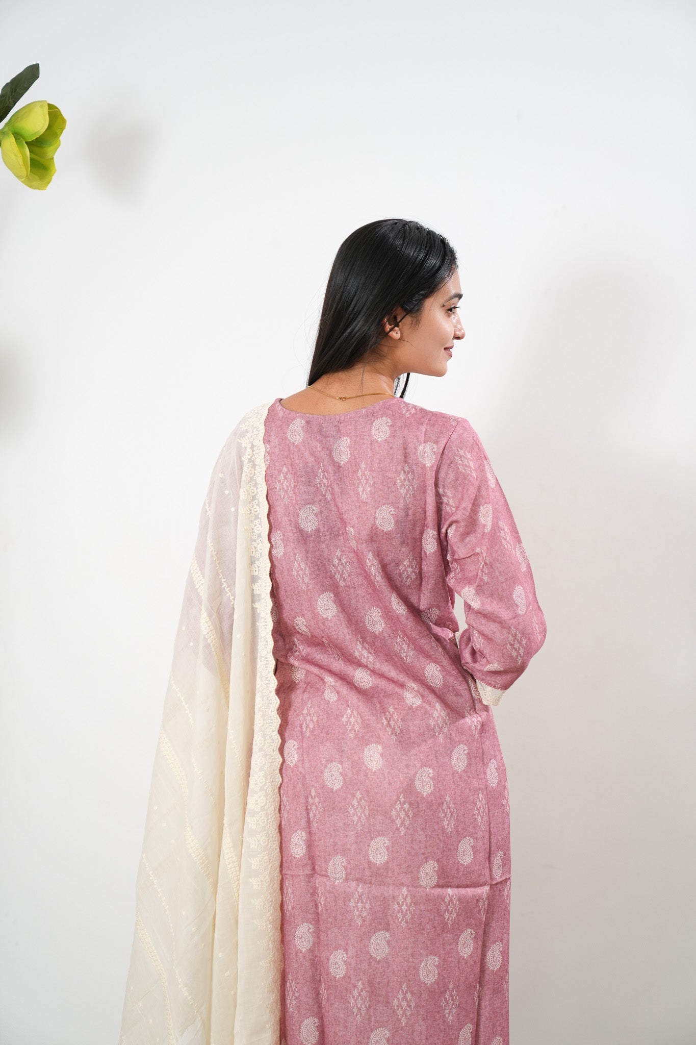 Mauve linen cotton suit set