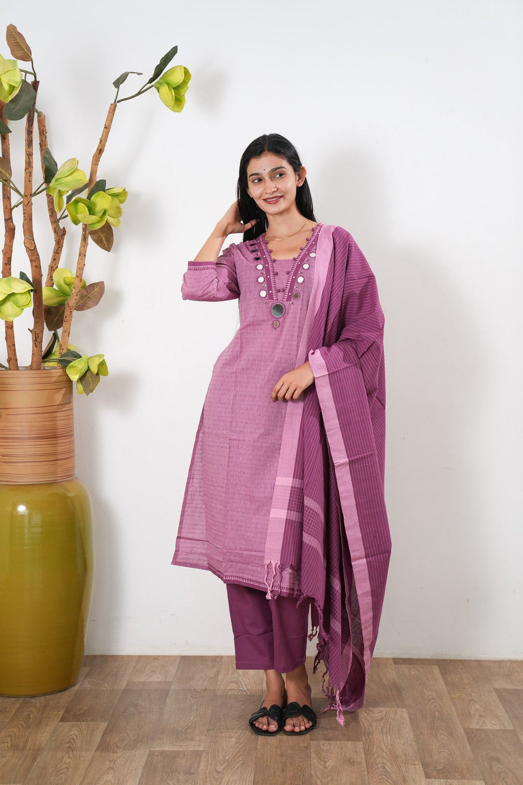 Lilac mul cotton suit set