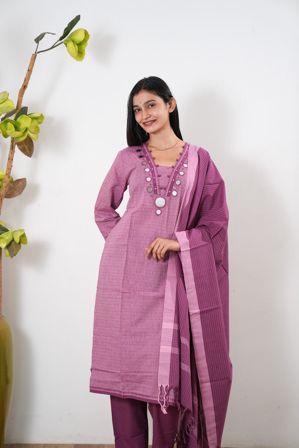 Lilac mul cotton suit set