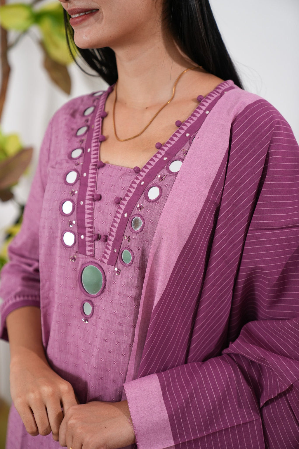 Lilac mul cotton suit set