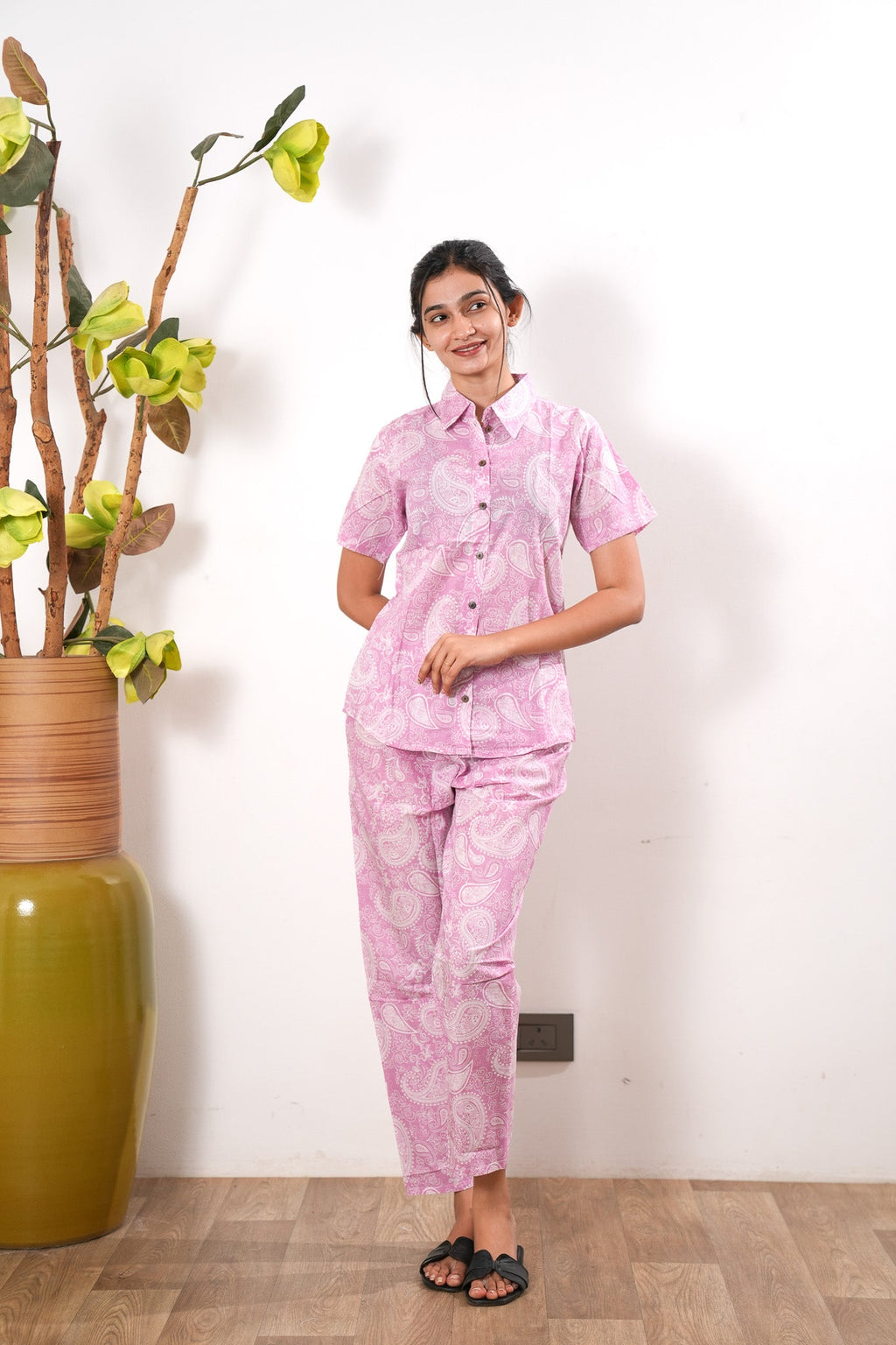 Baby pink pure cotton night suit