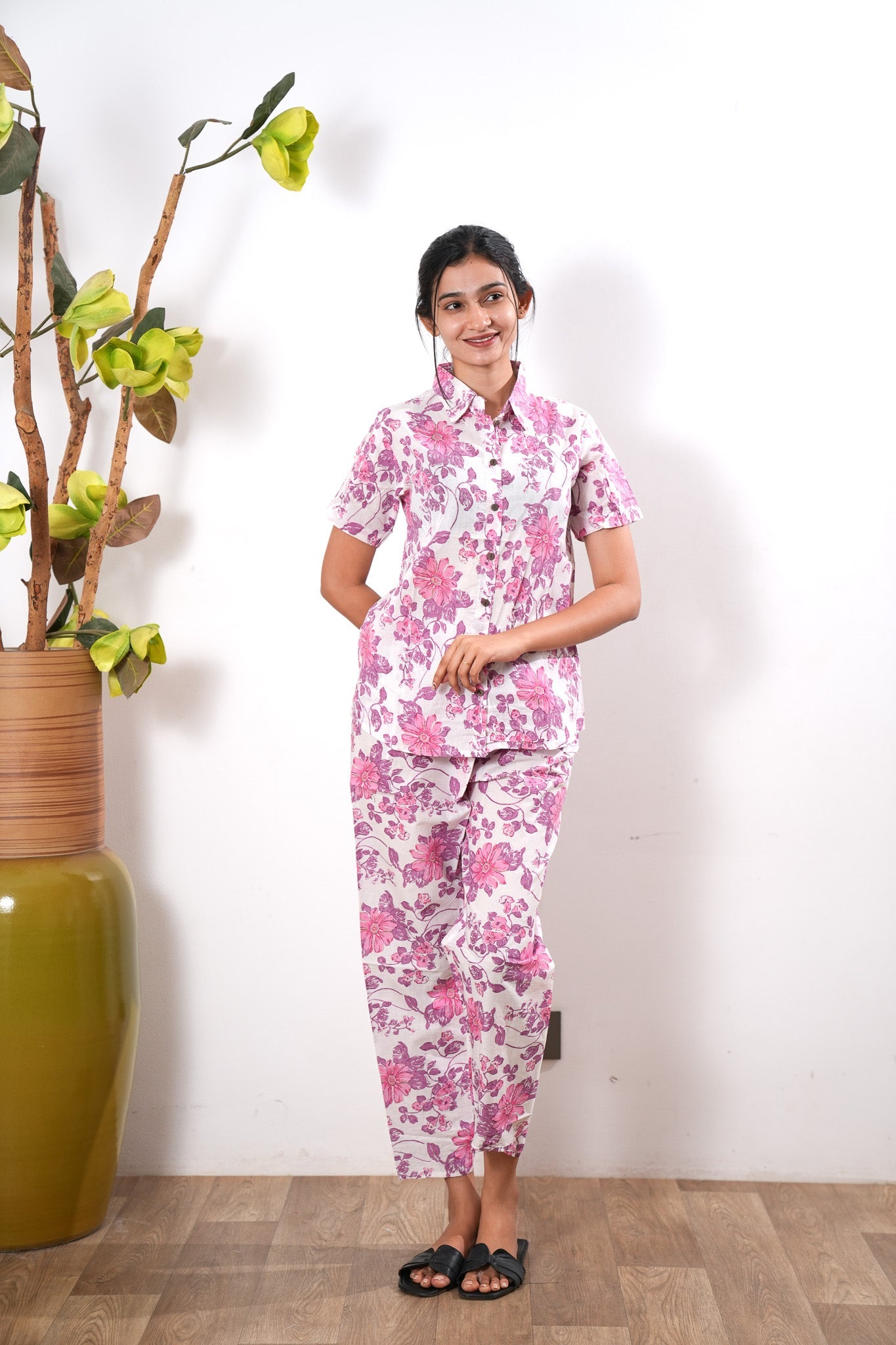 Flora pure cotton night suit