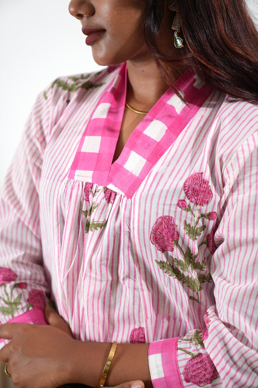 Pink sanganeri hand block cotton co-ords set