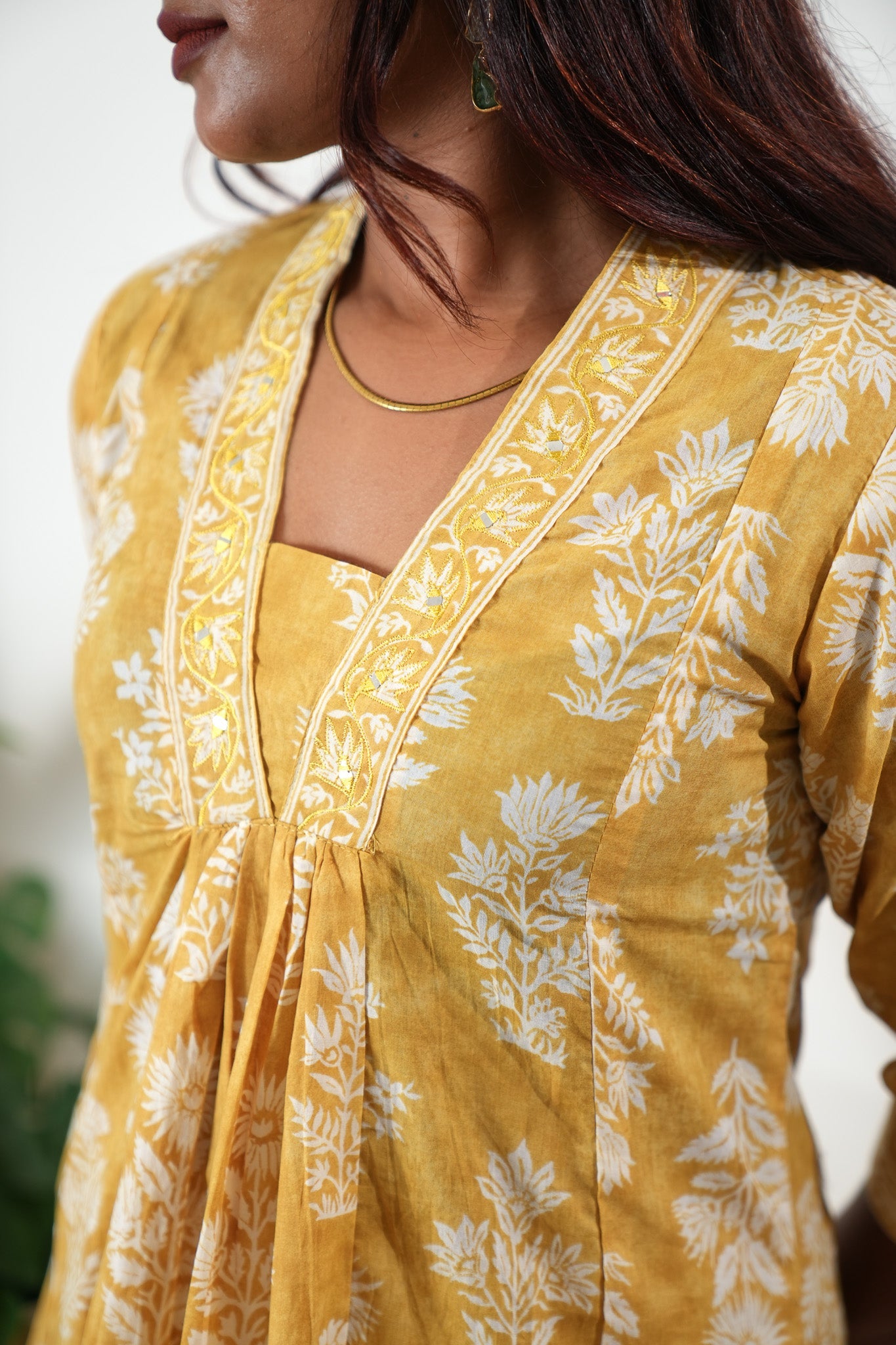 Turmeric V neck  cotton co-ords set