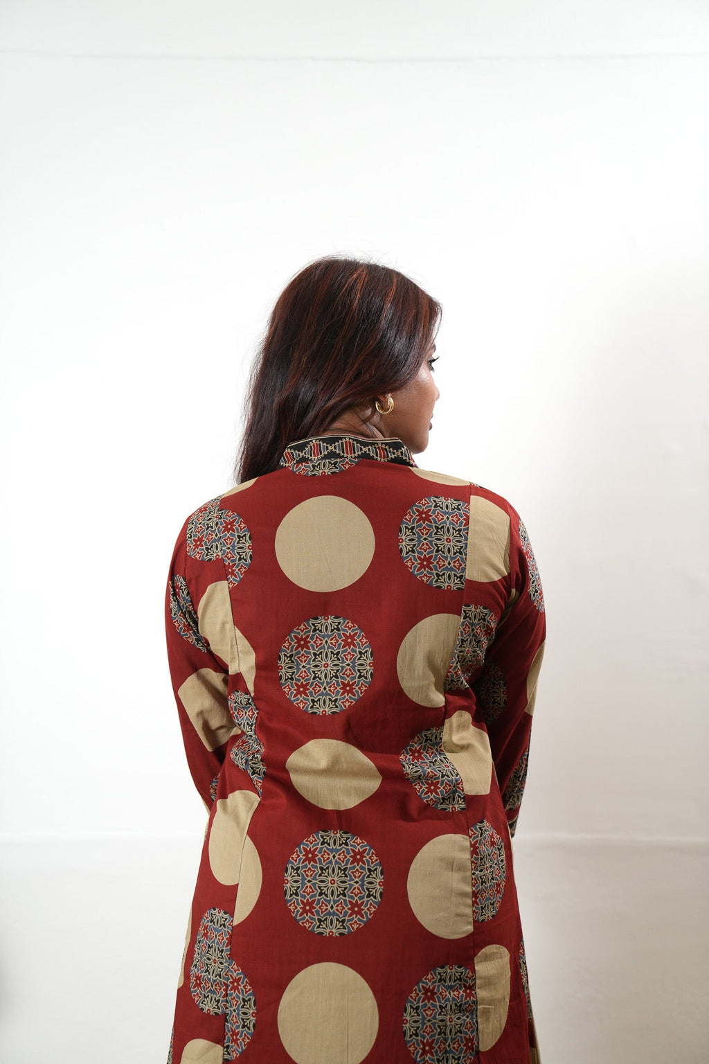 Brick red butta V neck cotton co-ords set