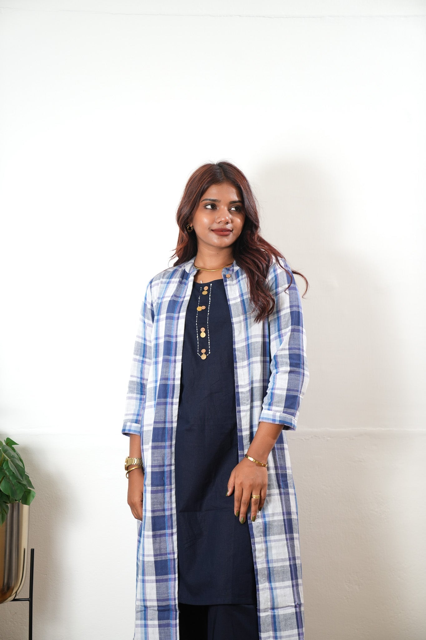 Blue checked linen co-ords set