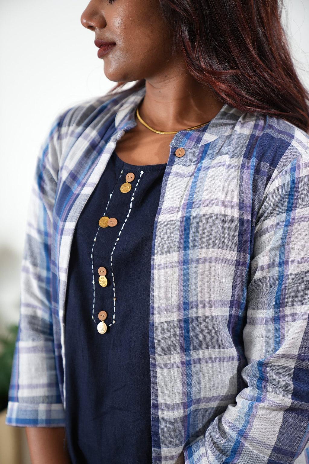Blue checked linen co-ords set