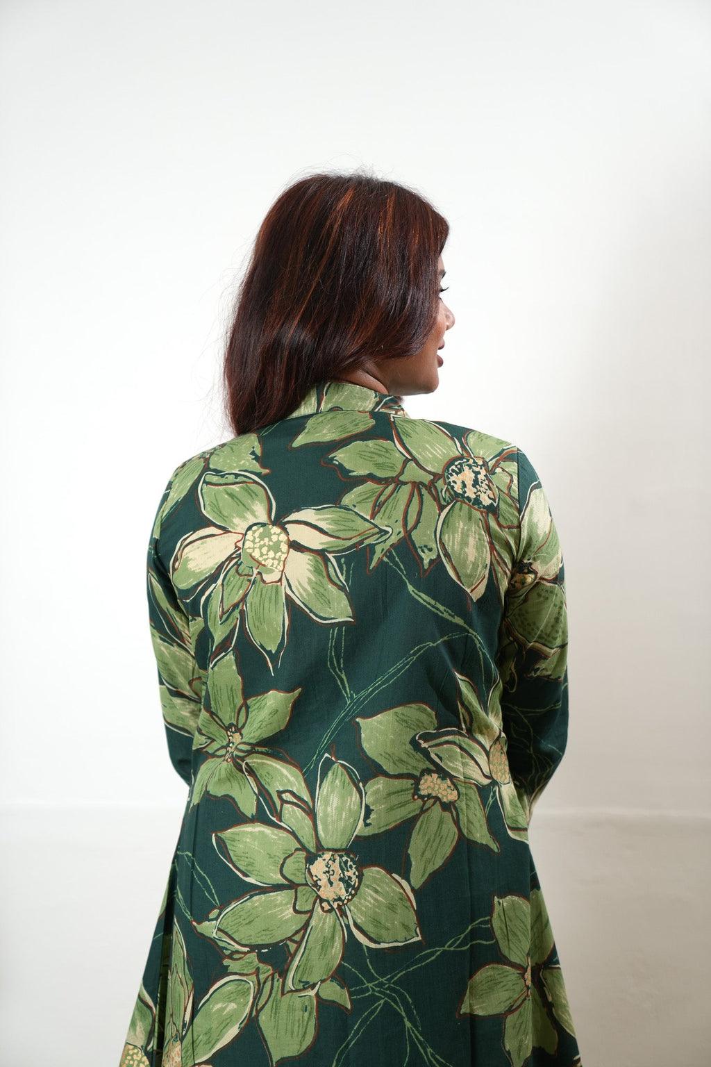 Green floral overcoat cotton co-ords set