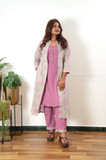 Pink floral overcoat cotton co-ords set