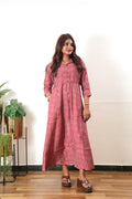 Red stripes muslin button down shirt dress