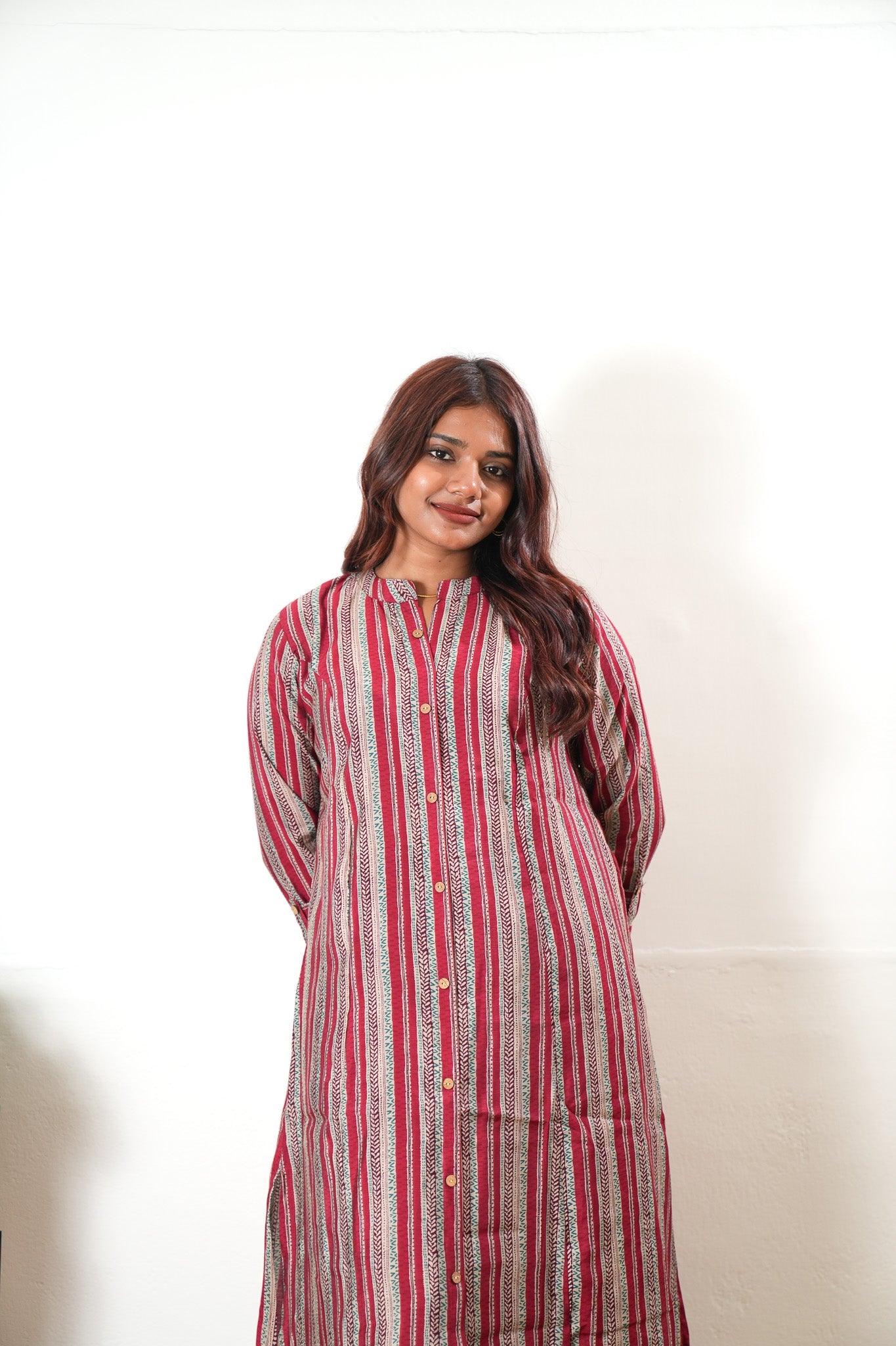 Red muslin kurta