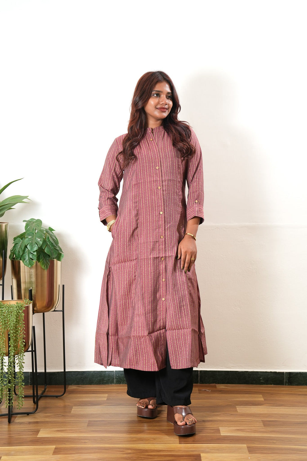 Mauve muslin kurta