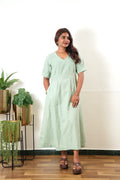 Pastel green linen midi dress