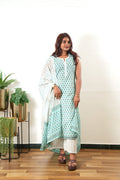 Powder blue butta cotton suit set