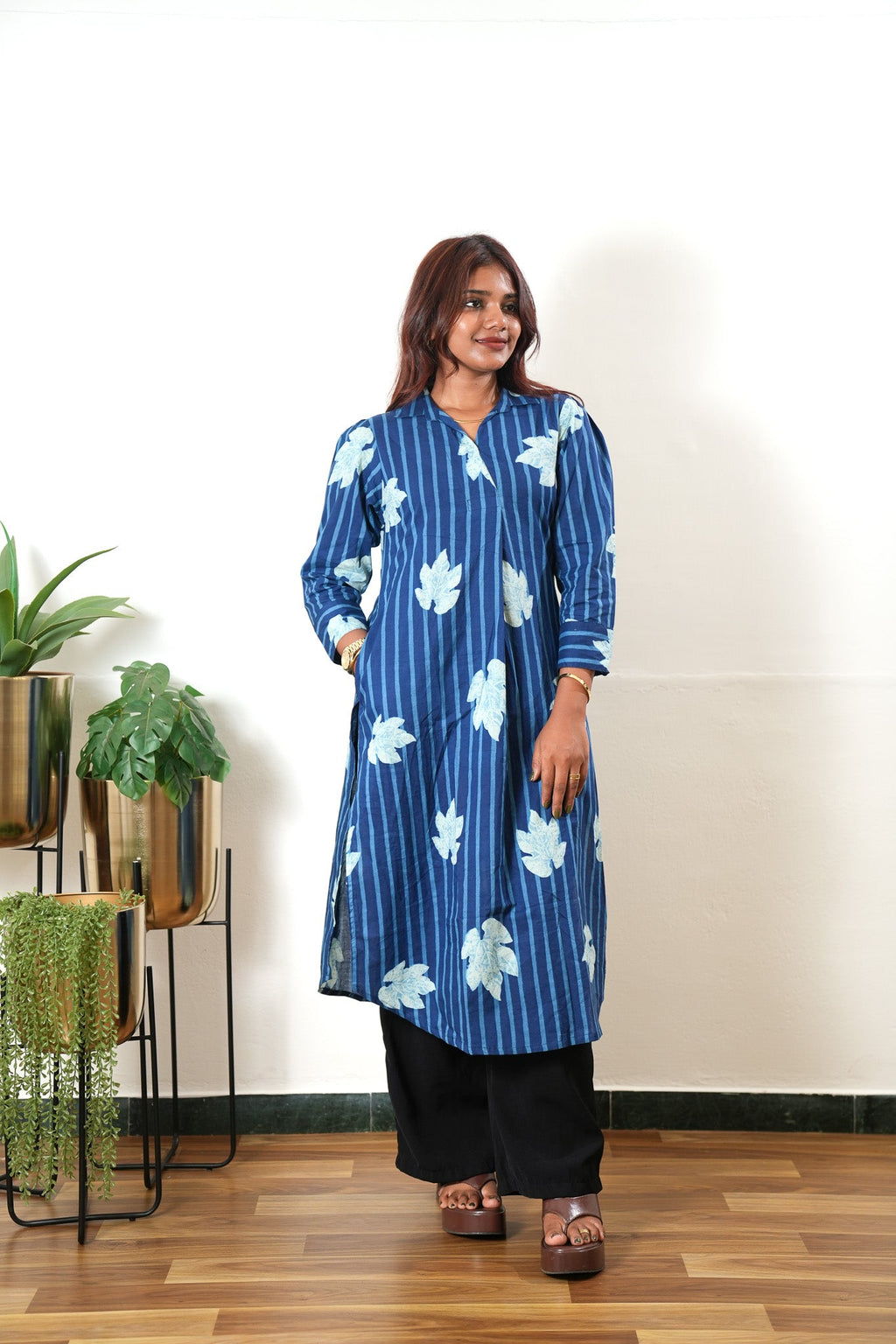 Indigo maple cotton kurta