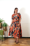 Multicoloured cotton midi dress