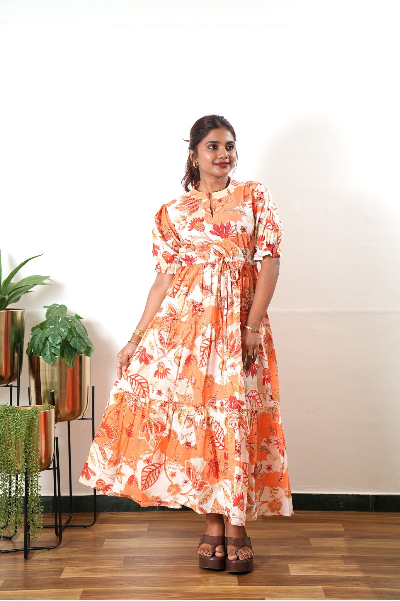 Ivory cotton midi dress