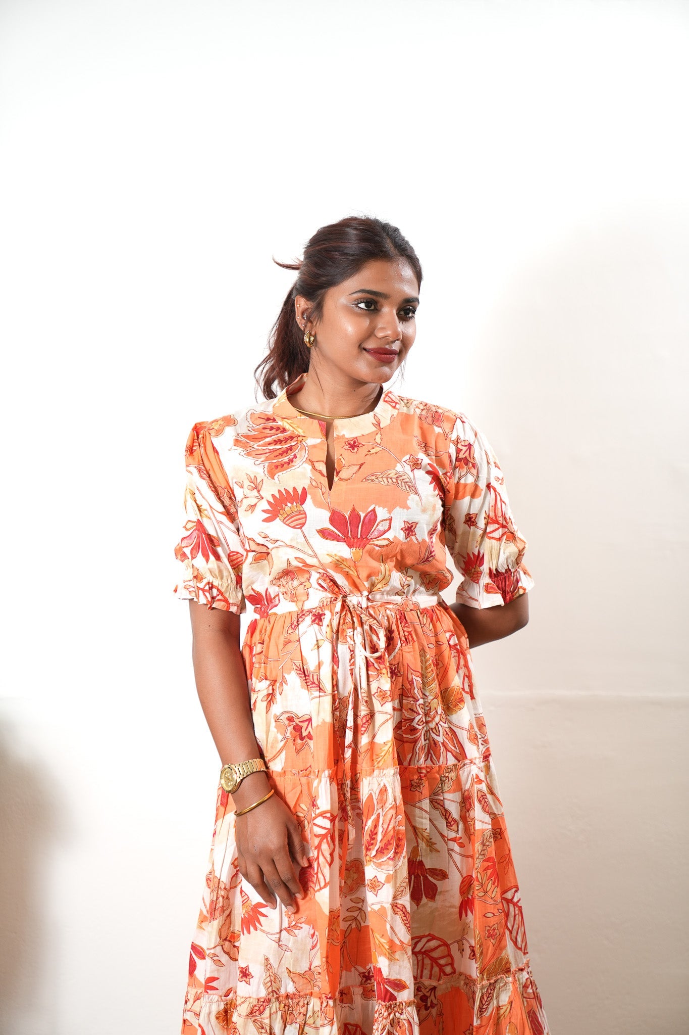 Ivory cotton midi dress