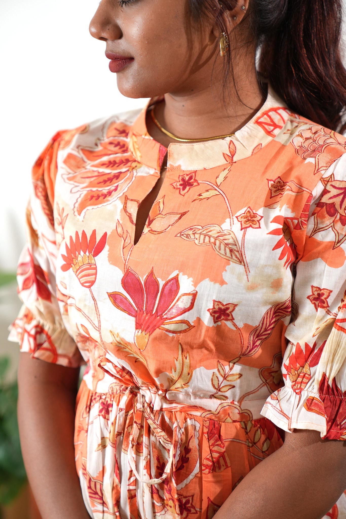 Ivory cotton midi dress