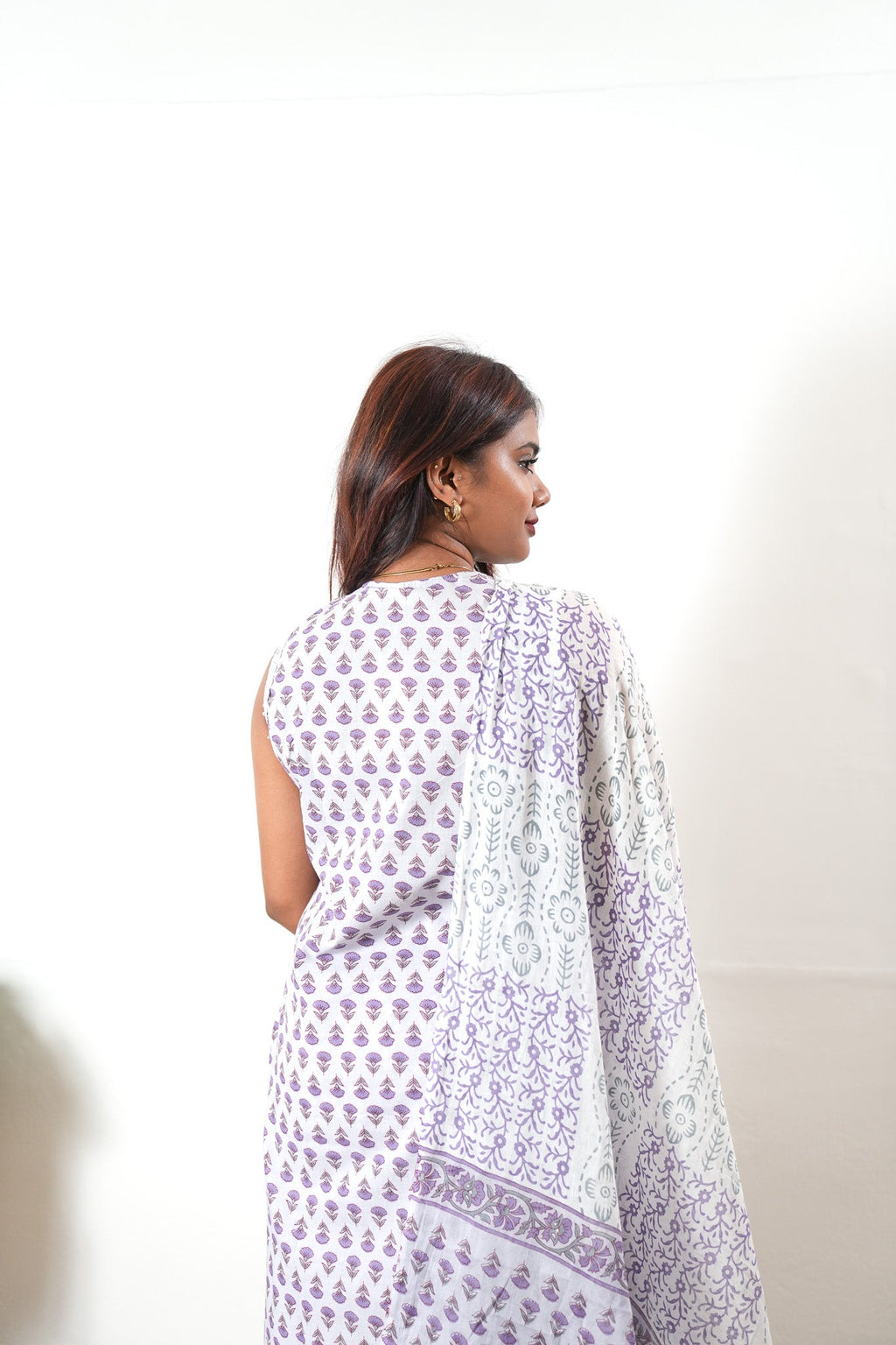 Lavender butta cotton suit set