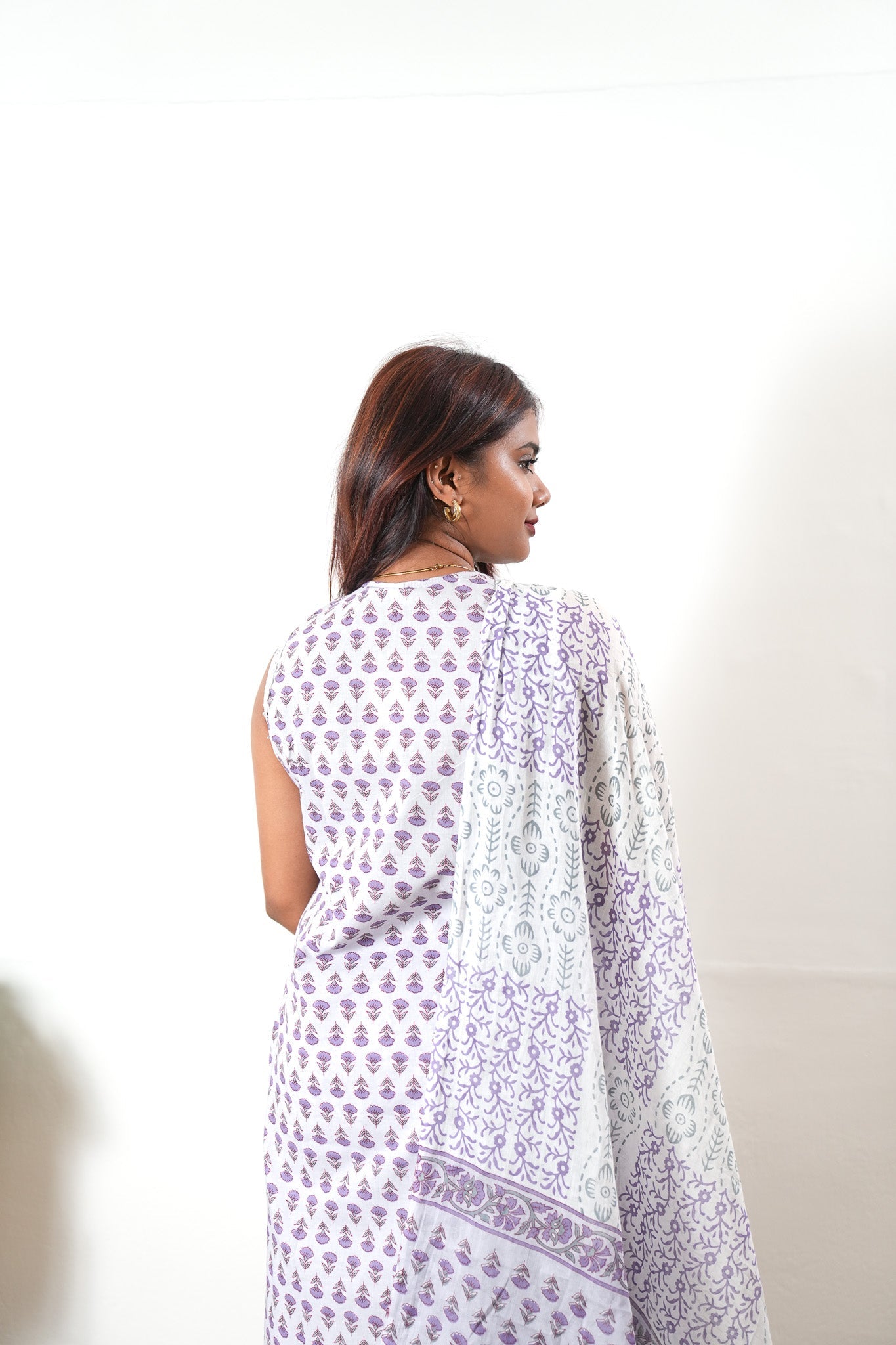 Lavender butta cotton suit set