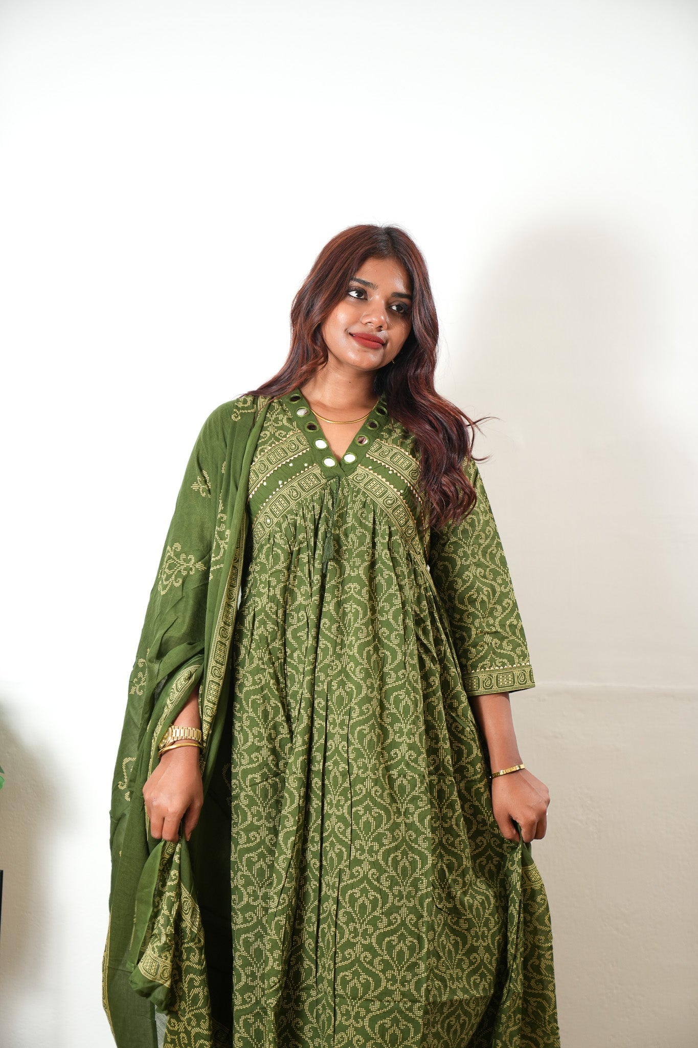 Olive green cotton suit set