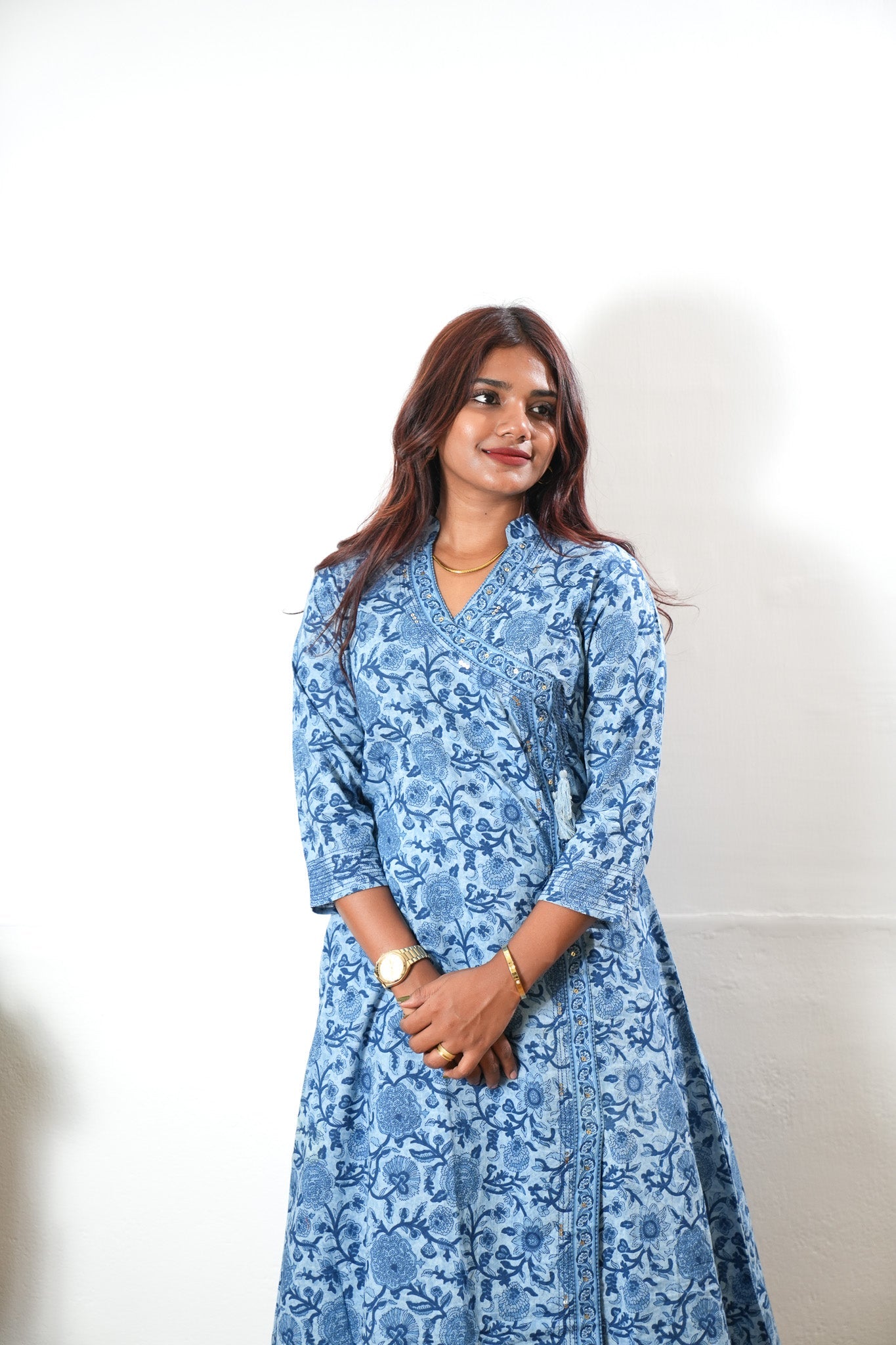 Indigo angrakha cotton co-ords set