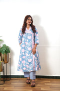 Powder blue angrakha cotton co-ords set