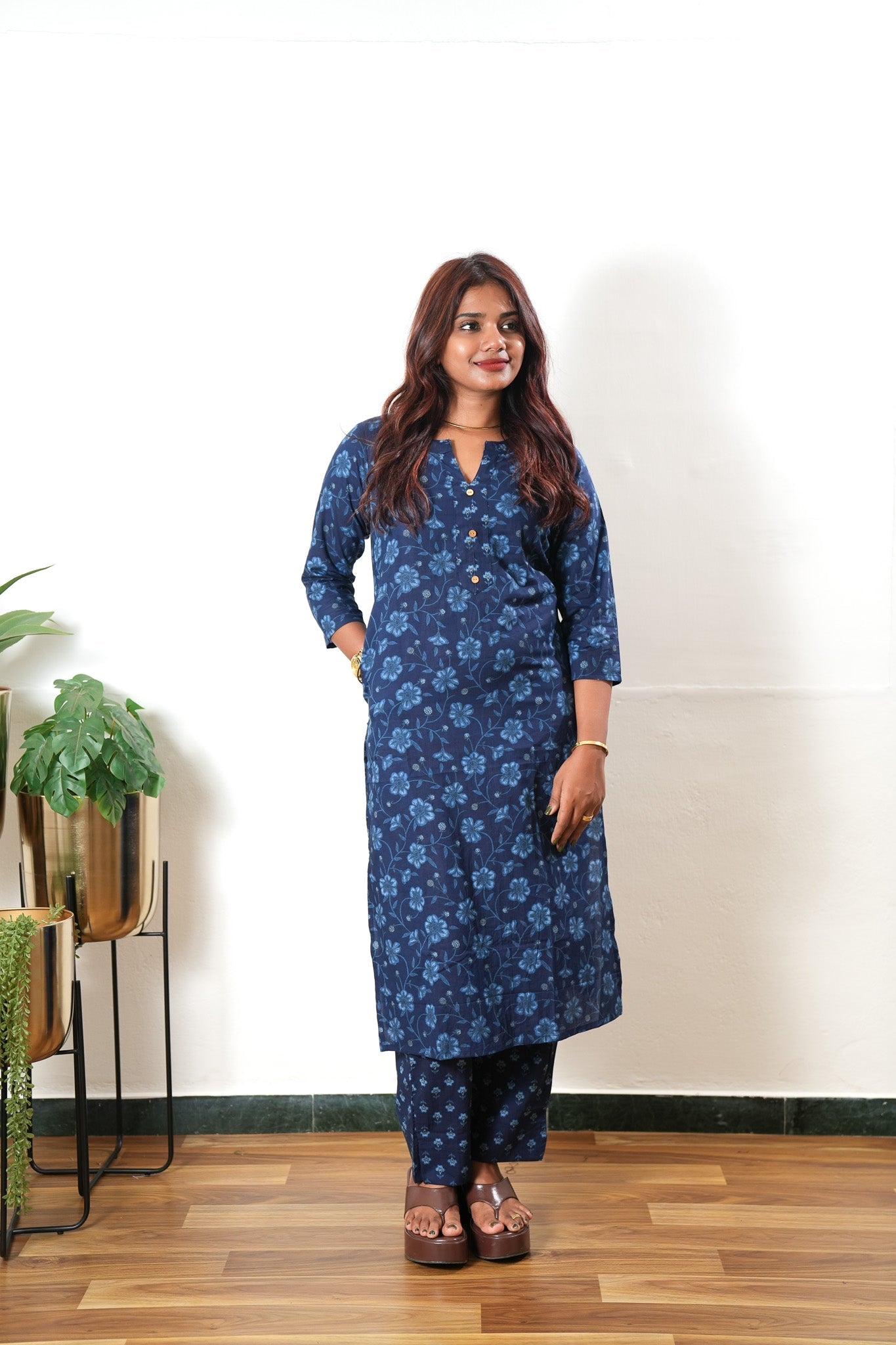 Blue flora cotton co-ords set