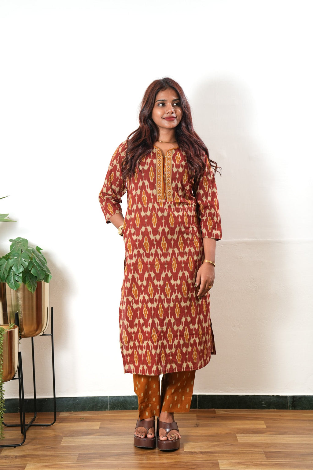 Rust orange geometric cotton co-ords set