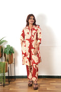 Red cotton shirt co-ords set