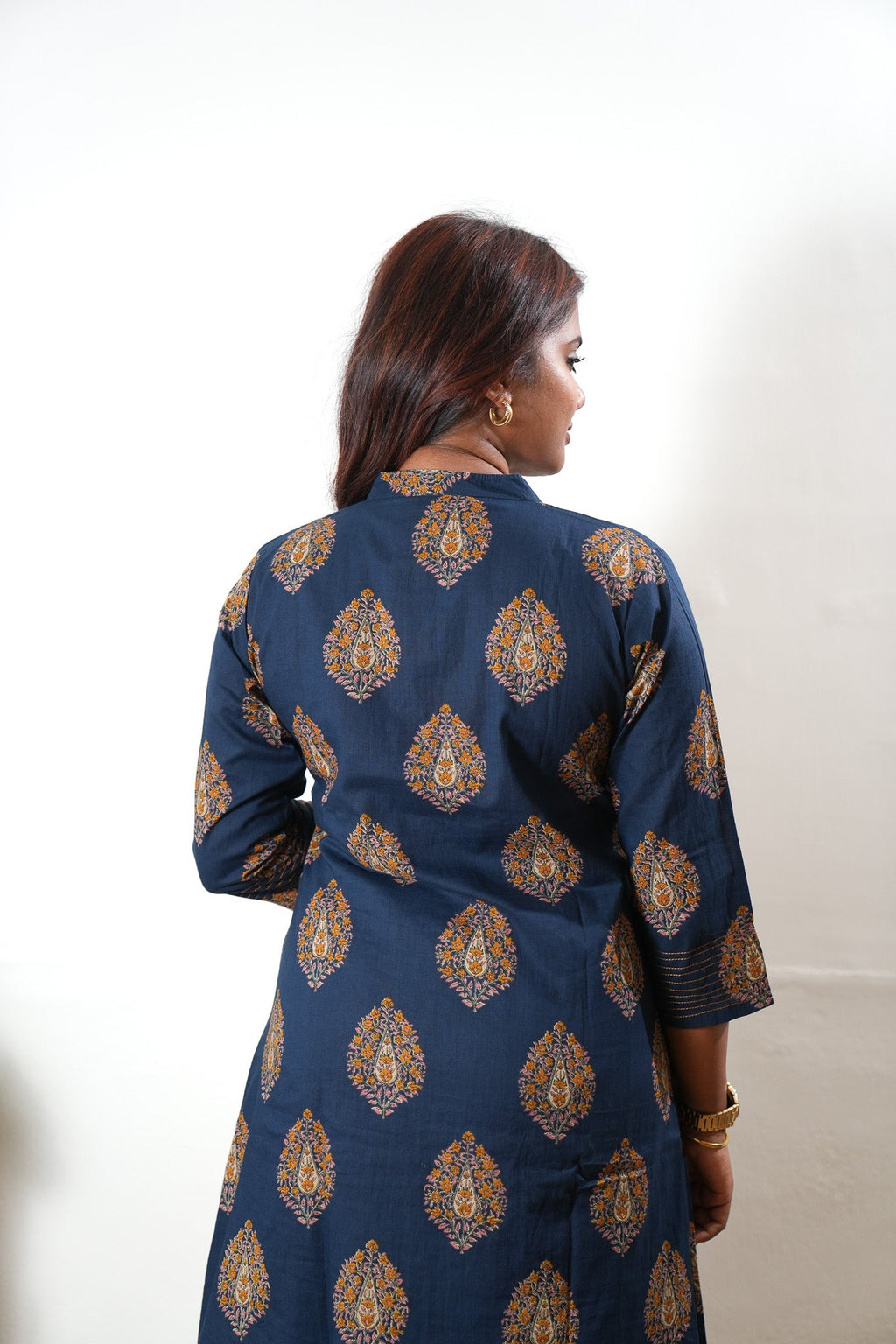 Indigo butta angrakha cotton co-ords set