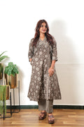 Khaki angrakha cotton co-ords set