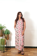 Pink shirt cotton co-ords set(attached sleeves)