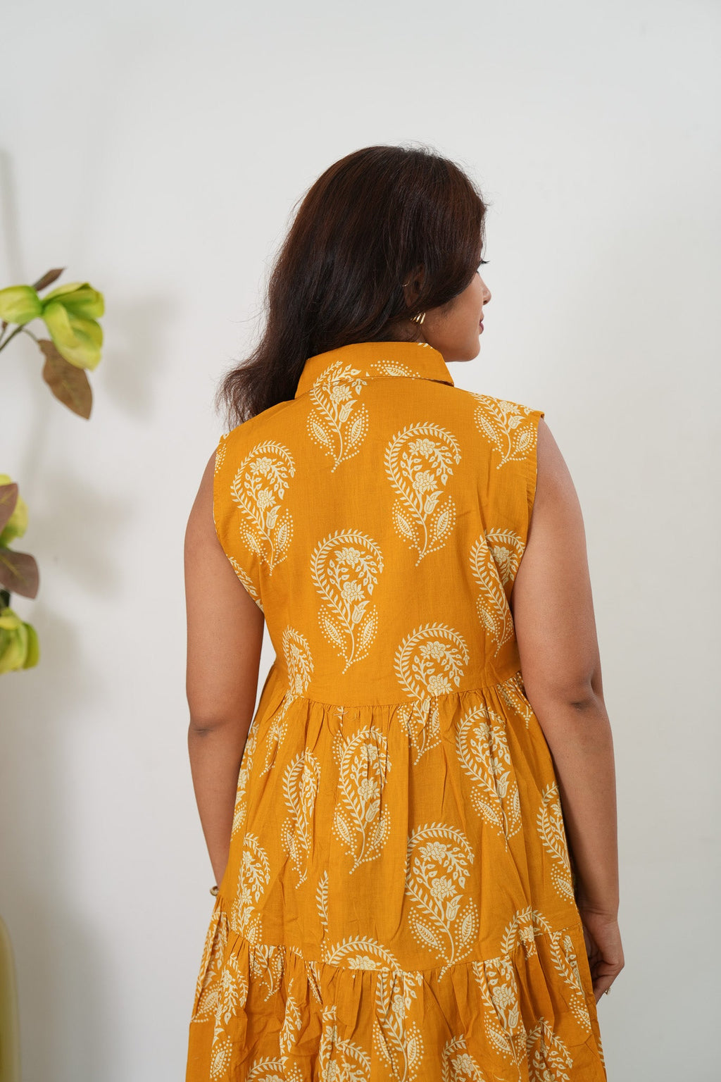 Butterscotch button down cotton shirt dress(attached sleeves)