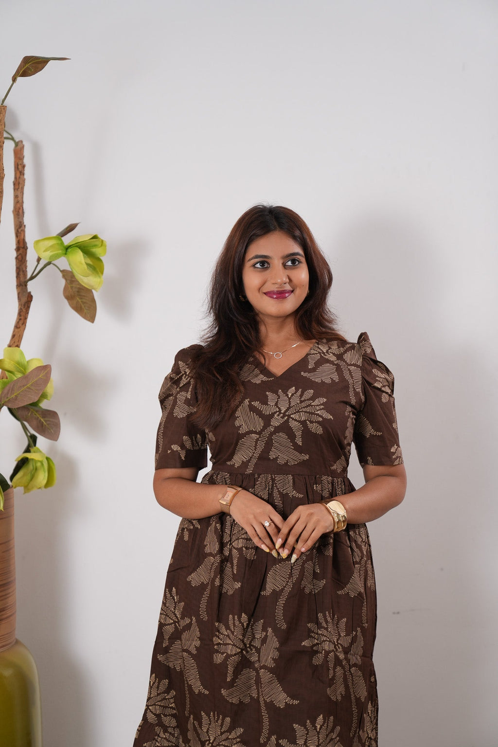 Chocolate cotton midi dress