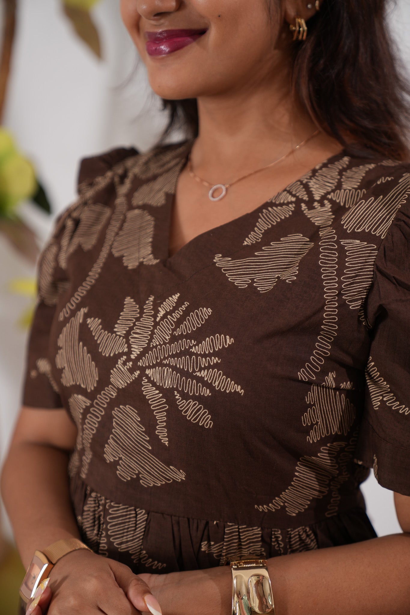 Chocolate cotton midi dress