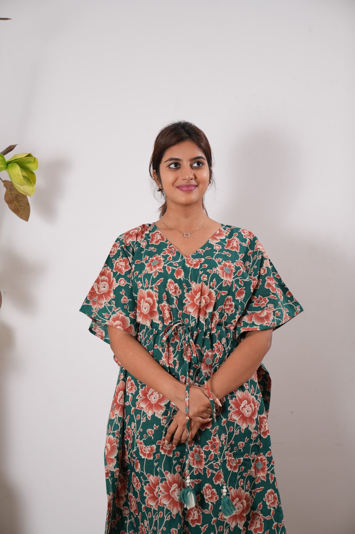 Orange flora cotton kaftan