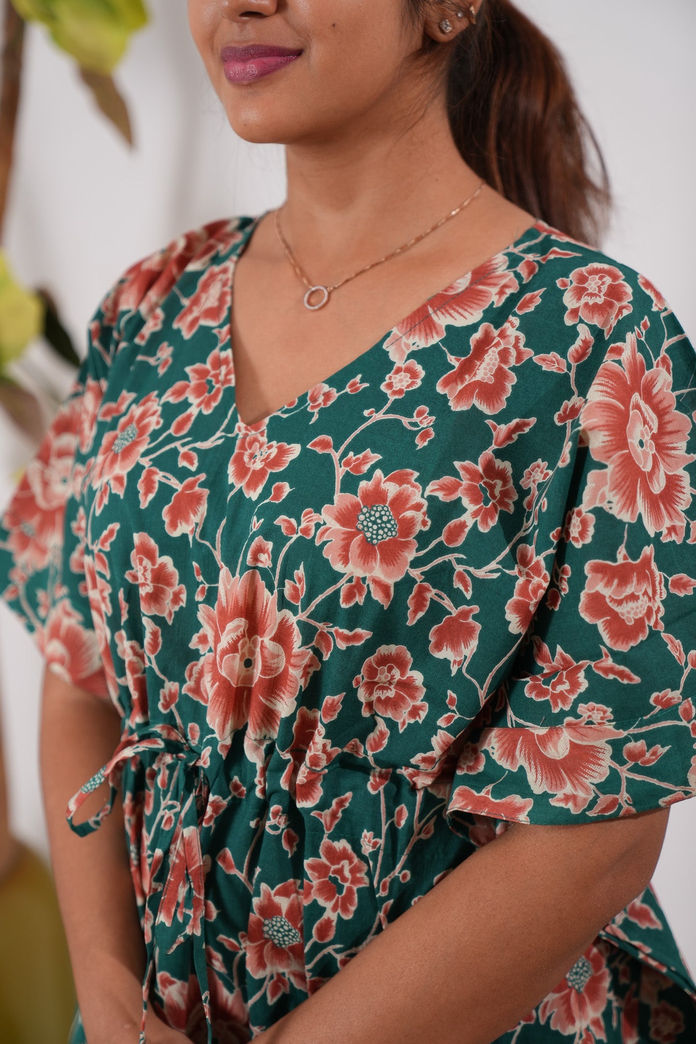 Orange flora cotton kaftan