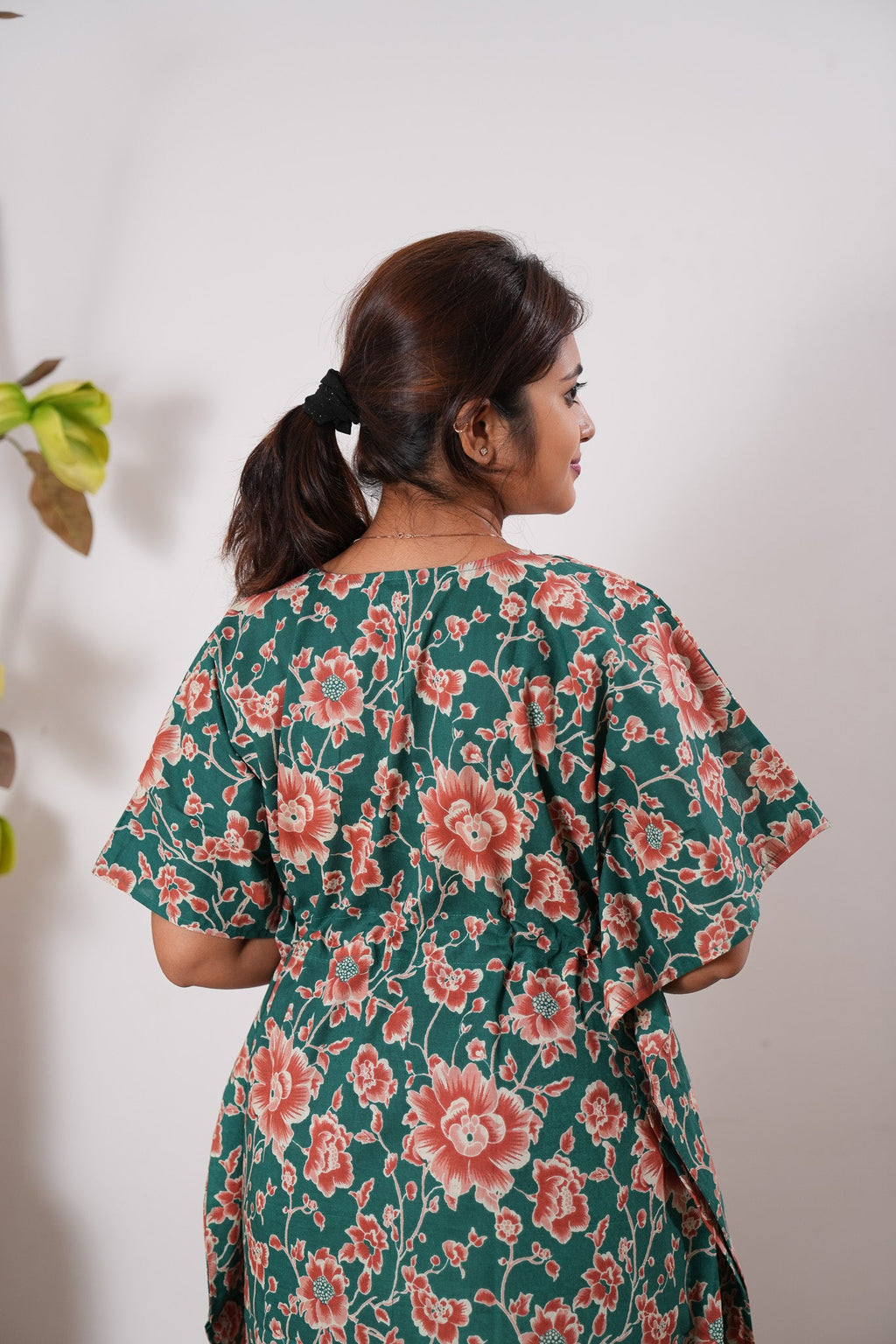Orange flora cotton kaftan