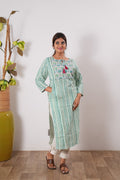 Green stripes cotton kurti
