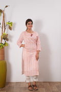 Peach stripes cotton kurti