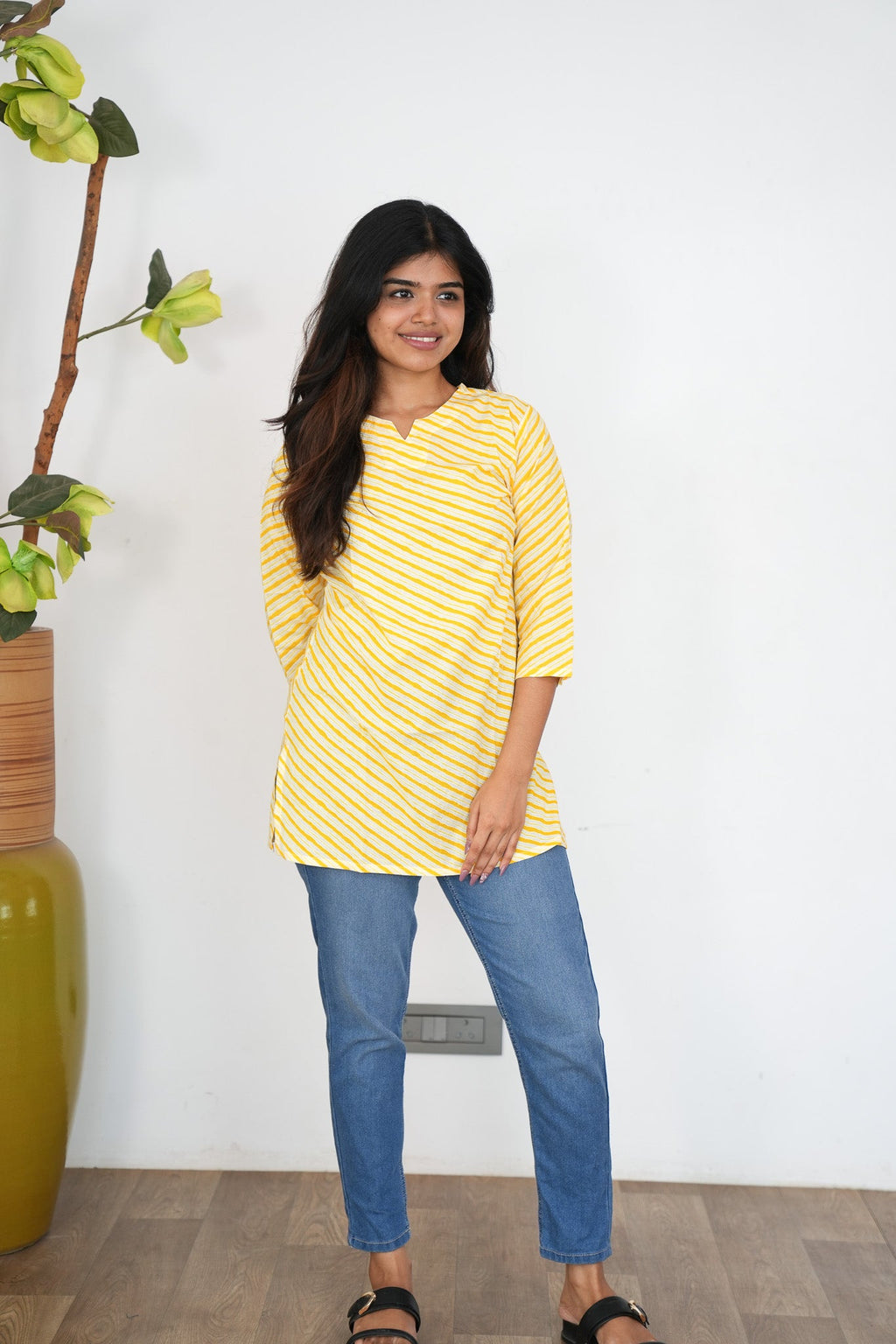Sunshine stripes cotton short kurti