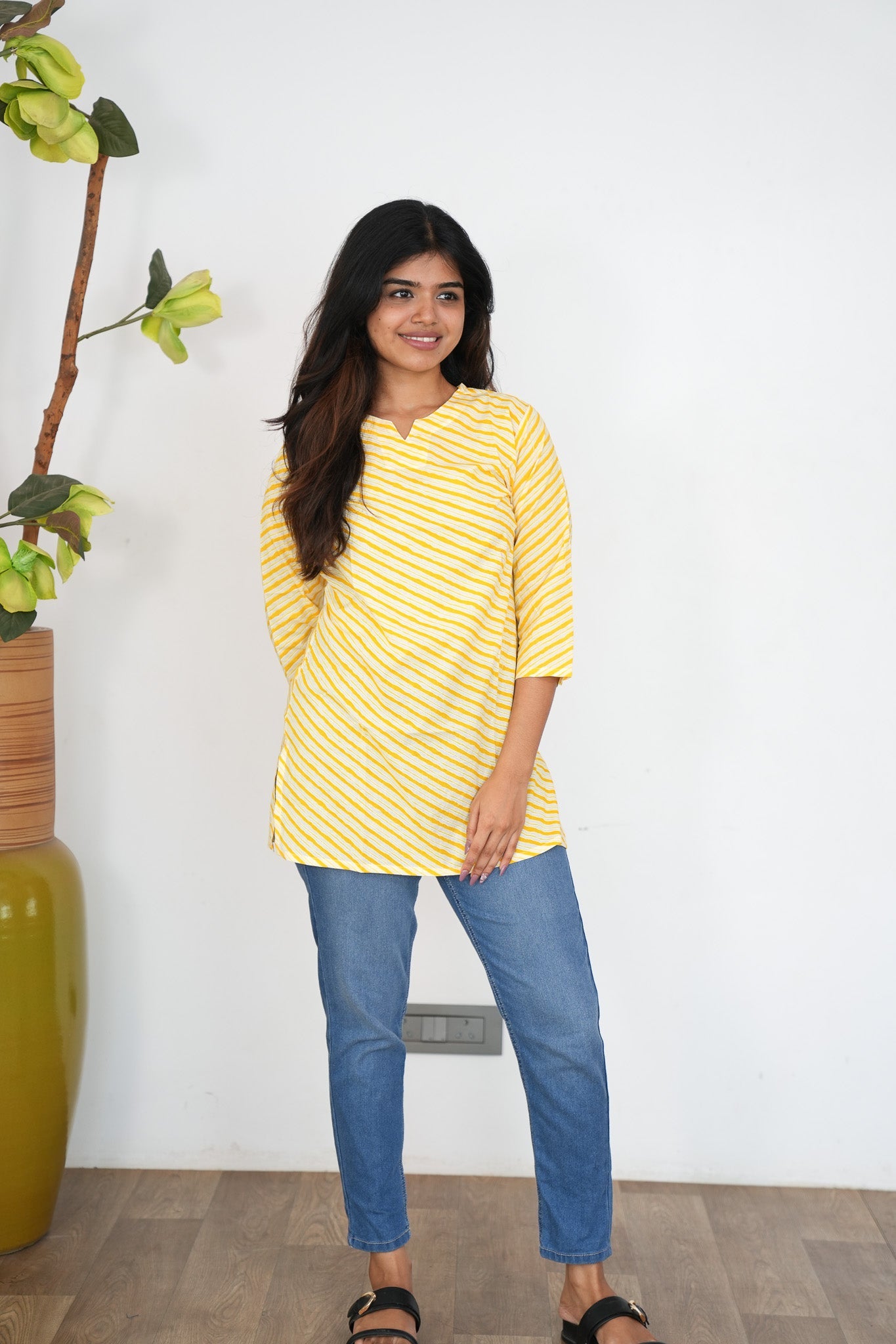 Sunshine stripes cotton short kurti