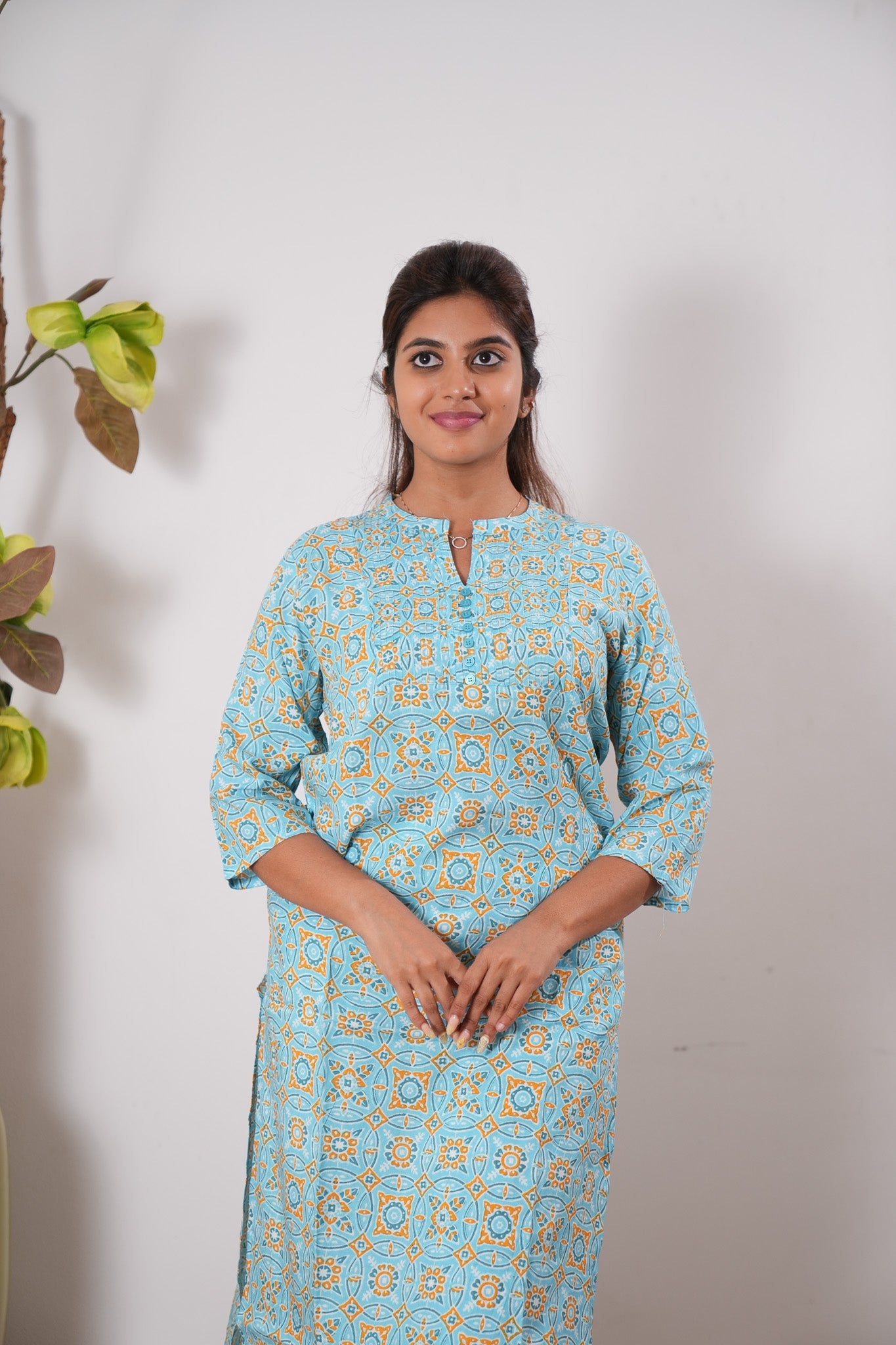 Baby blue cotton kurti