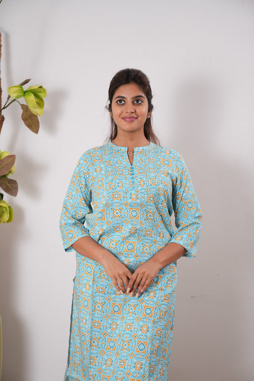 Baby blue cotton kurti