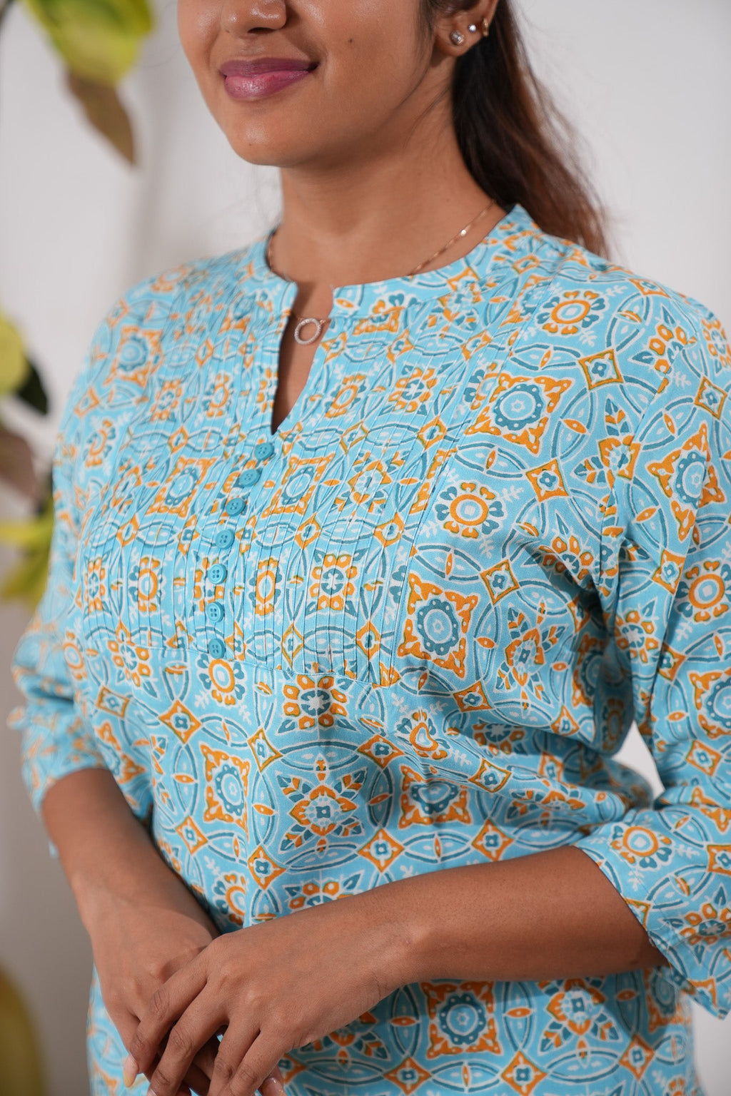 Baby blue cotton kurti