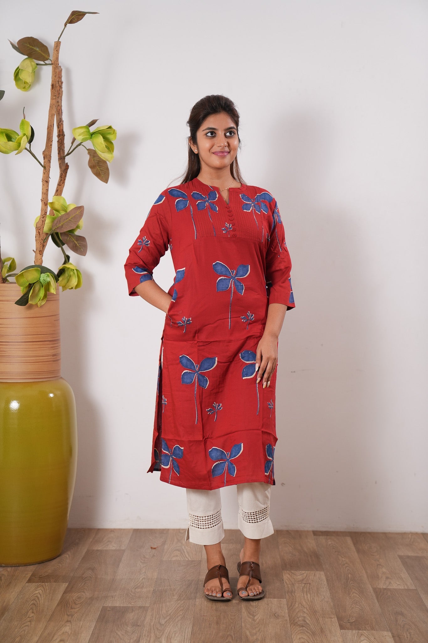 Orange cotton kurti