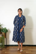 Indigo overcoat cotton midi dress